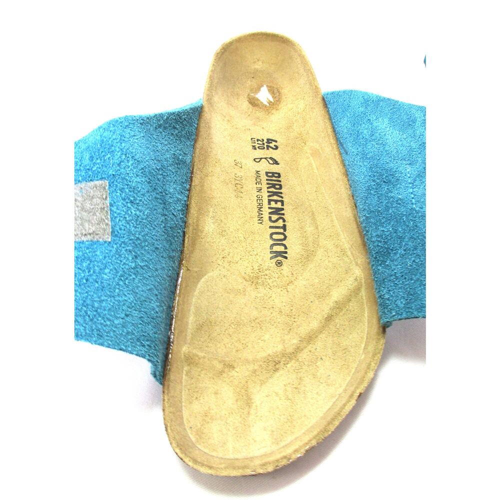 Nwd BIRKENSTOCK Turquoise Teal Suede Leather Slide Sandals Unisex M 9 / W 11 - Picture 8 of 14